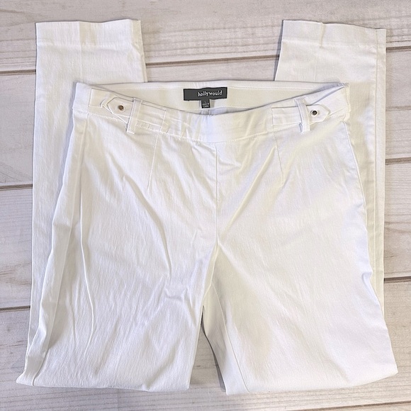 Hollywould White Stretch Pull On Leggings Bodycon Mobwife Size Large - Picture 1 of 6